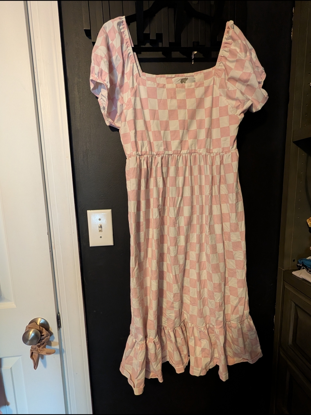 M+A Lounge Pink & White Check Maxi Dress - Matching